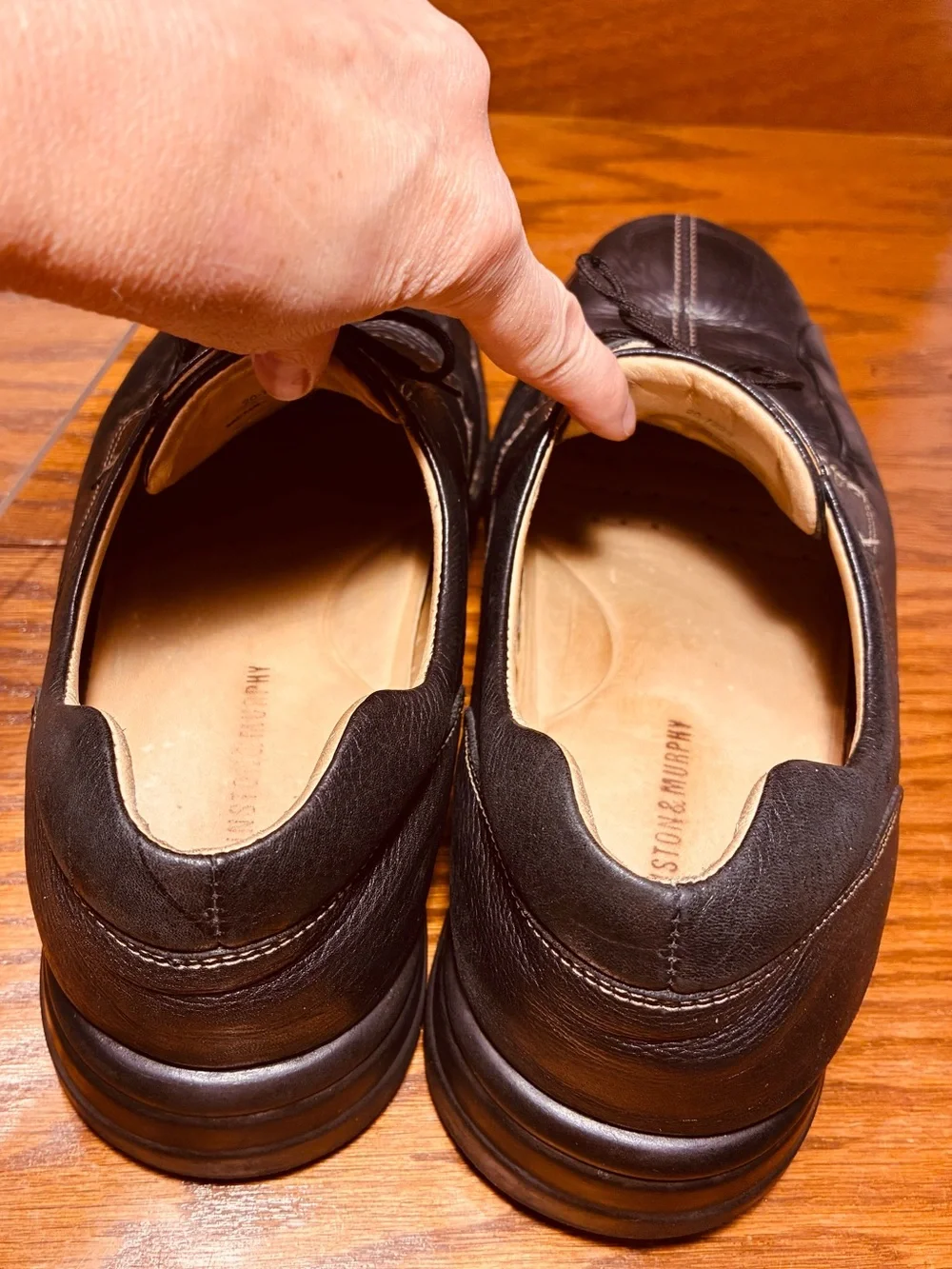 Johnston & Murphy Sheepskin Pebbled Leather Oxford Shoes Black Men’s 10.5